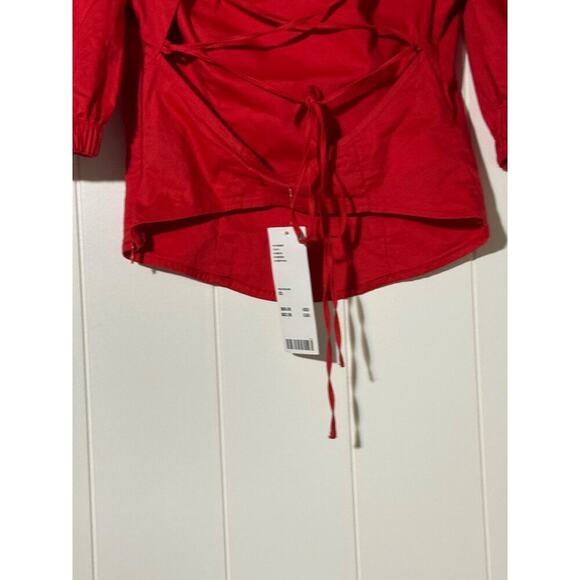 Urban Outfitters Shirt Women's Size XS NWT Strappy Back Puff Sleeve Red - Picture 4 of 14